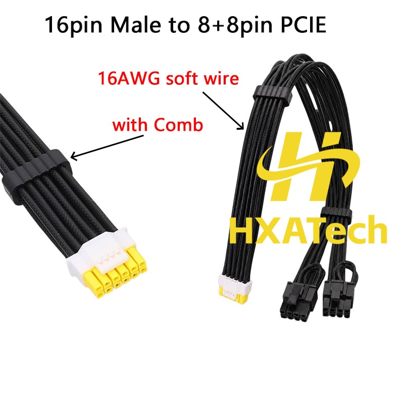 HXATech-Colorful 12VHPWR to Du - Dual 8Pin To 16Pin 12Vhpwr Cable ulasan dan harga